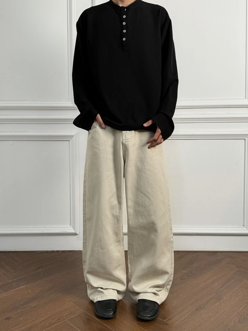 ZLAYCO美式高街直筒基础款牛仔裤男士宽松百搭水洗Vibe风长裤