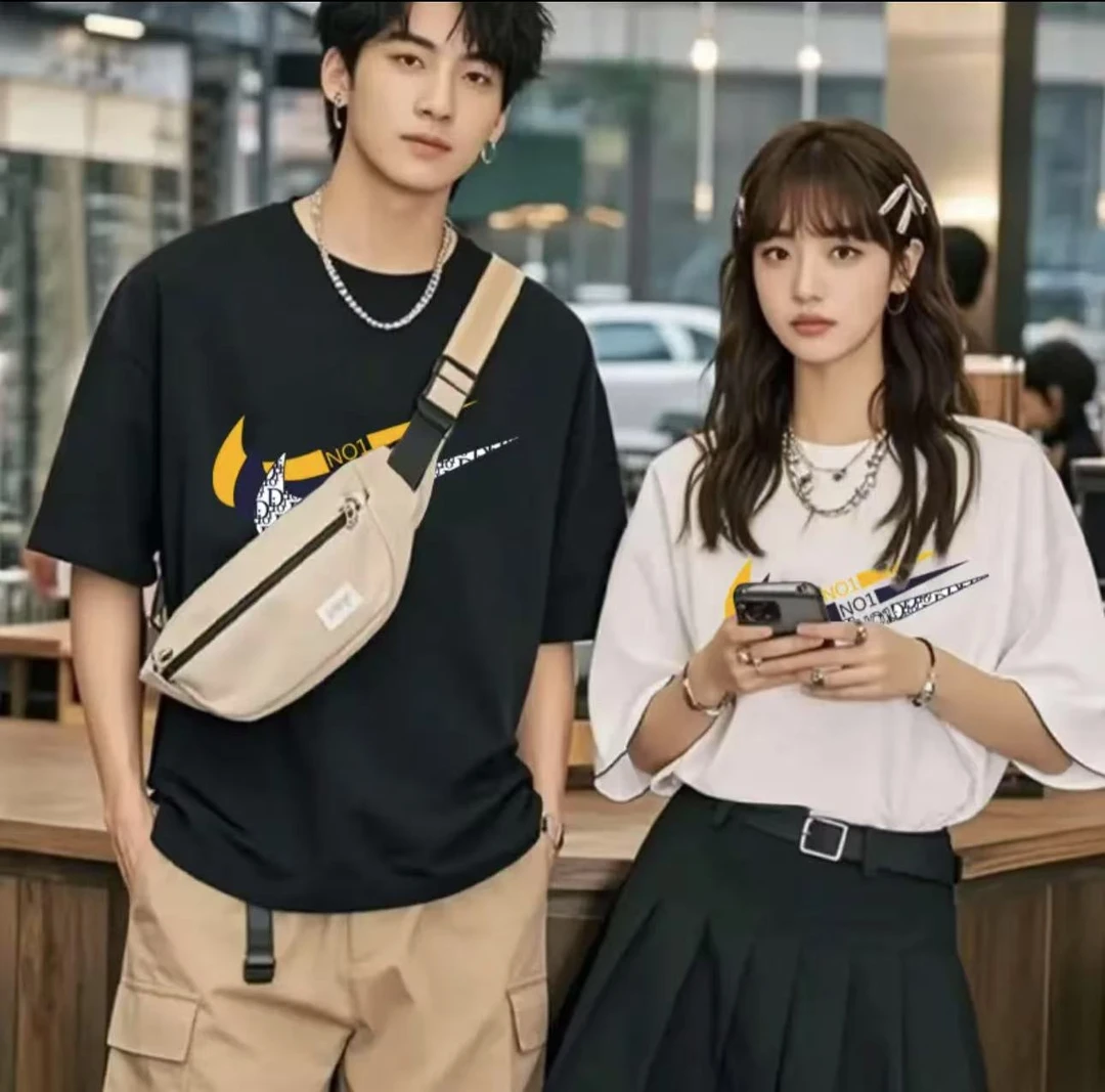 重磅新疆长绒棉夏季短袖男女休闲透气圆领印花纯棉T恤 双标