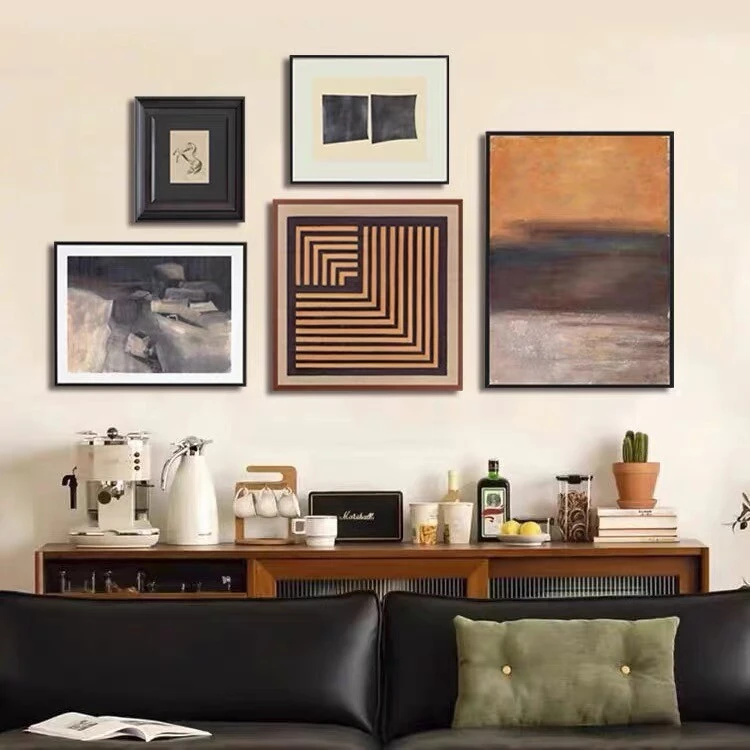 高级感法式中古风玄关抽象艺术软装挂画组合客厅沙发背景墙装饰画