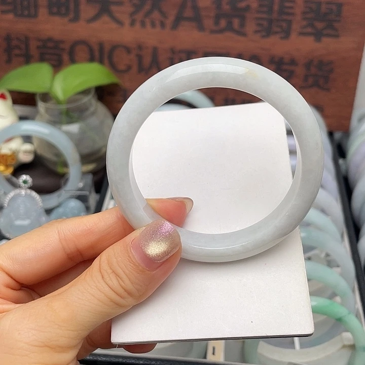 @***梦翡翠未镶嵌手镯53.4正圈