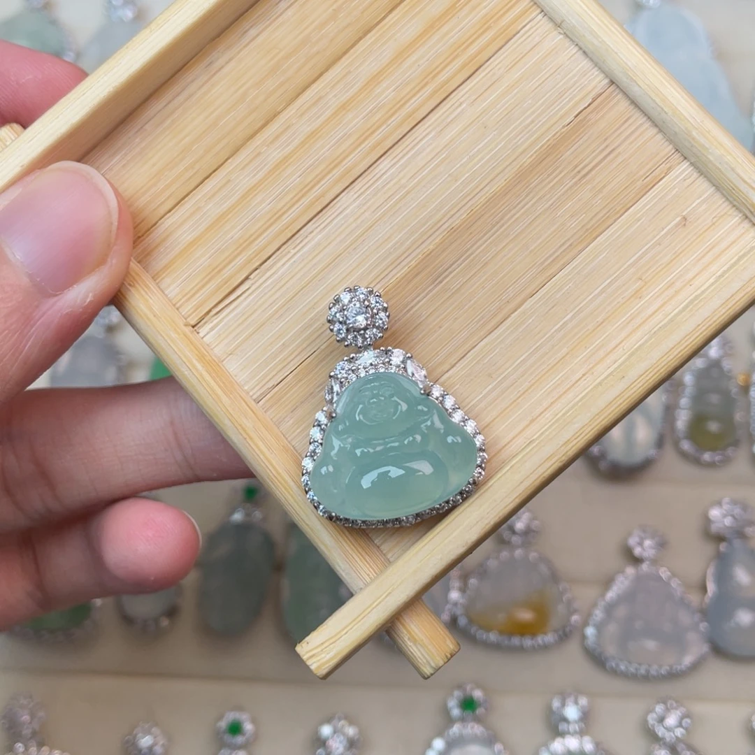 翡翠银S925镶嵌挂件