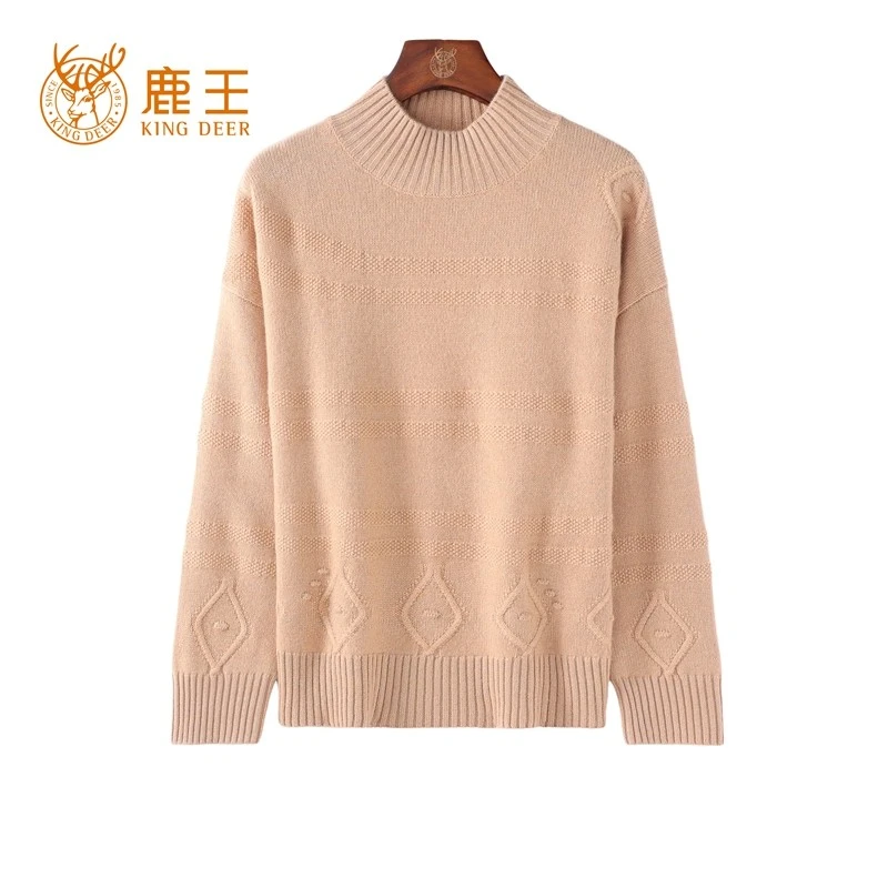 编号912415012精品鹿王24秋冬新款女半高领100山羊绒休闲加厚套衫