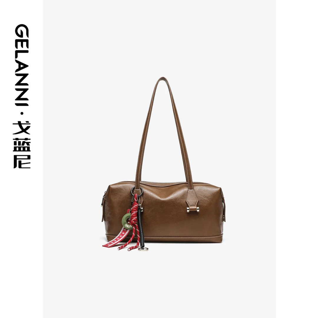 GELANNI复古植鞣波士顿枕头包