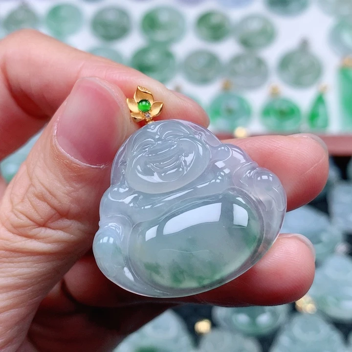 翡翠吊坠(不含链)18K金镶嵌