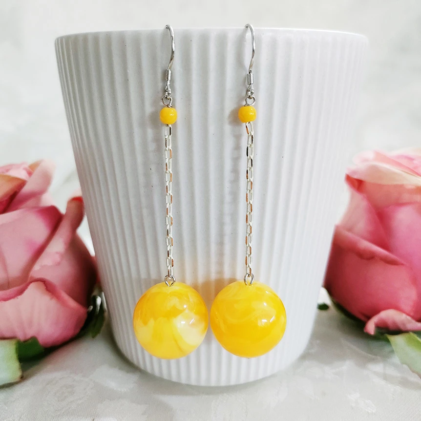 铜合金耳饰 气质百搭珠珠吊坠耳环1846