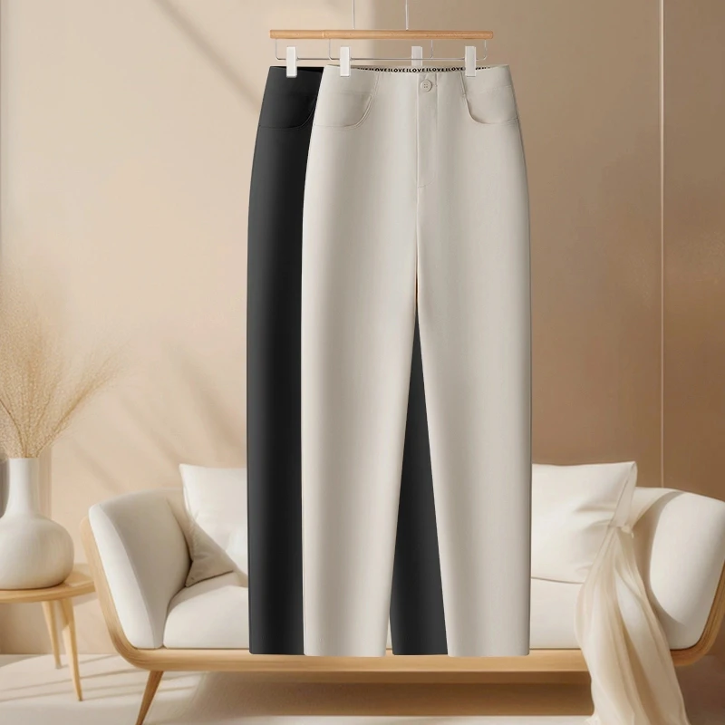 黑色烟管直筒裤女2025夏季薄款小个子宽松梨形身材显瘦女裤K5821