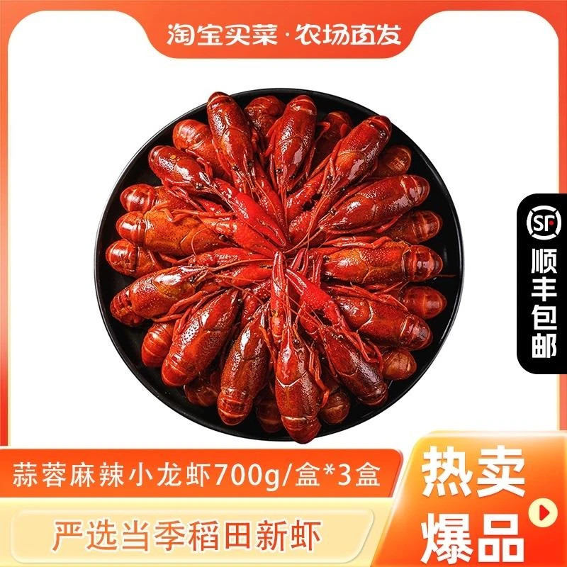 柳伍麻辣小龙虾蒜香味当季新虾加热即食整虾非龙虾尾700g