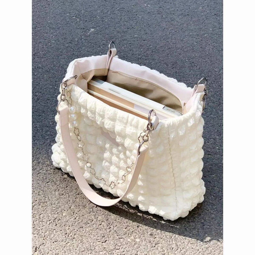 A272甜美风单根托特包拉链饺子包肩包锁扣斜挎包腋下