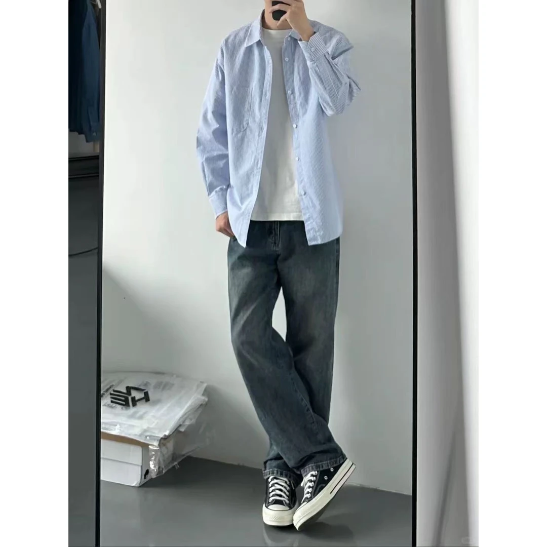 男生春夏痞帅个性 cleanfit 小众清爽少年感 T恤短袖牛仔裤套装73