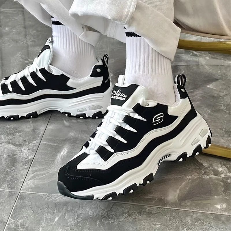 【经典黑白款】斯凯奇熊猫鞋女鞋秋季新款耐磨运动鞋厚底增高老爹鞋