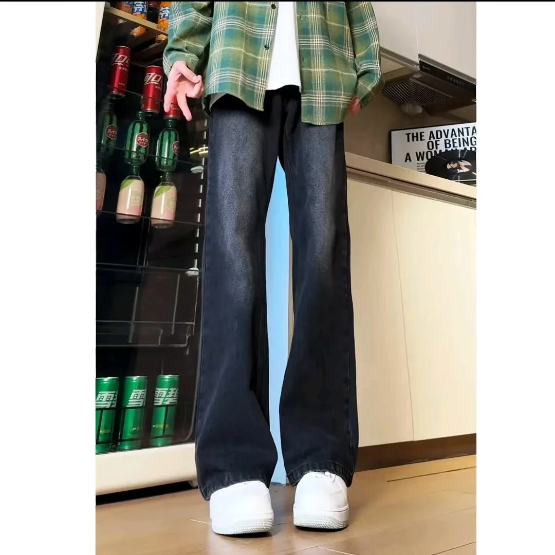 阿叔春秋美式水洗做旧复古百搭休闲宽松微喇牛仔裤WH-3001