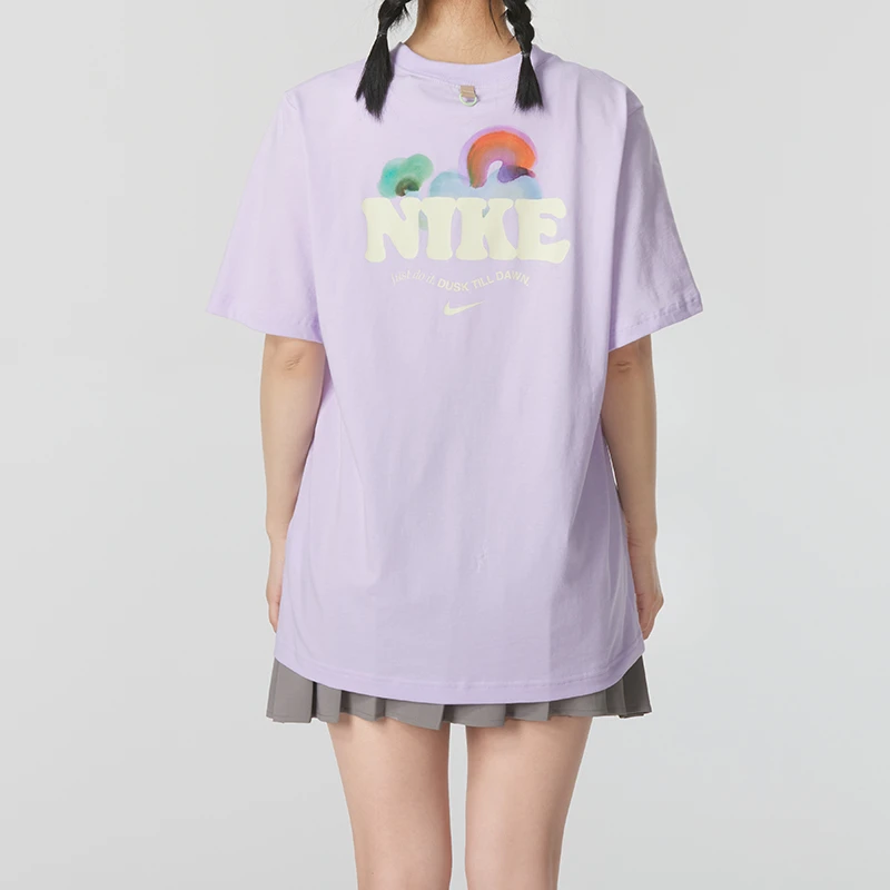 耐克短袖女2025夏新款背标印花宽松彩色标运动休闲半袖T恤 HF6180
