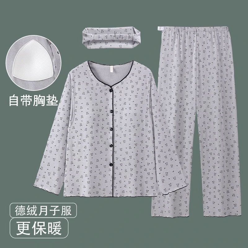 维雨秋冬季德绒保暖月子服10-11月份产妇出院服可外穿孕妇睡衣女