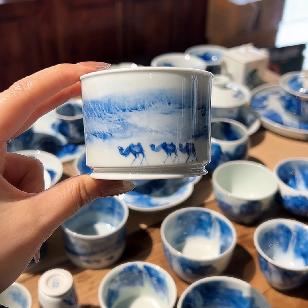 杯青花手绘山水主人杯