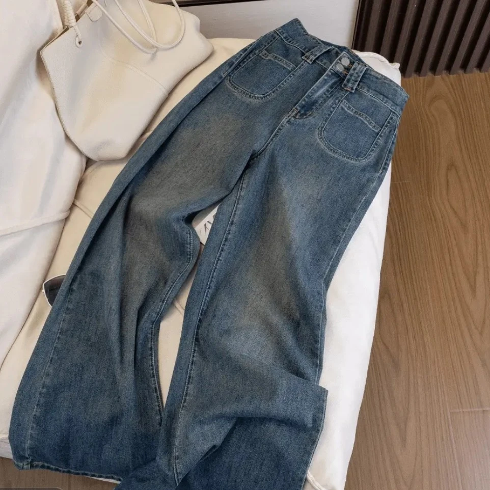 8802#牛仔阔腿裤女显瘦牛仔裤