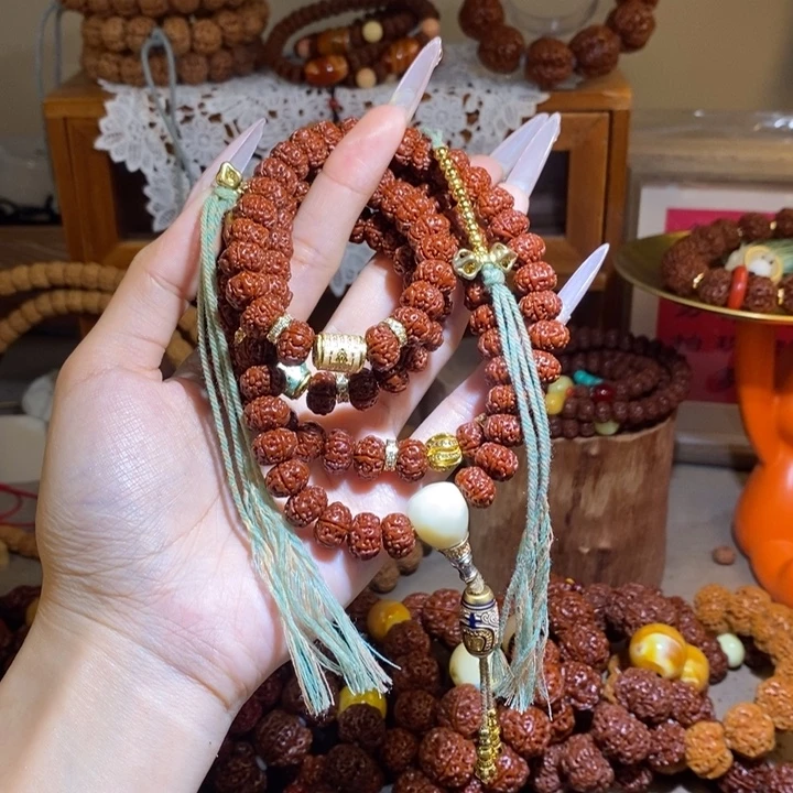 一***华金刚菩提手串116玉华老树王108颗五条经一物