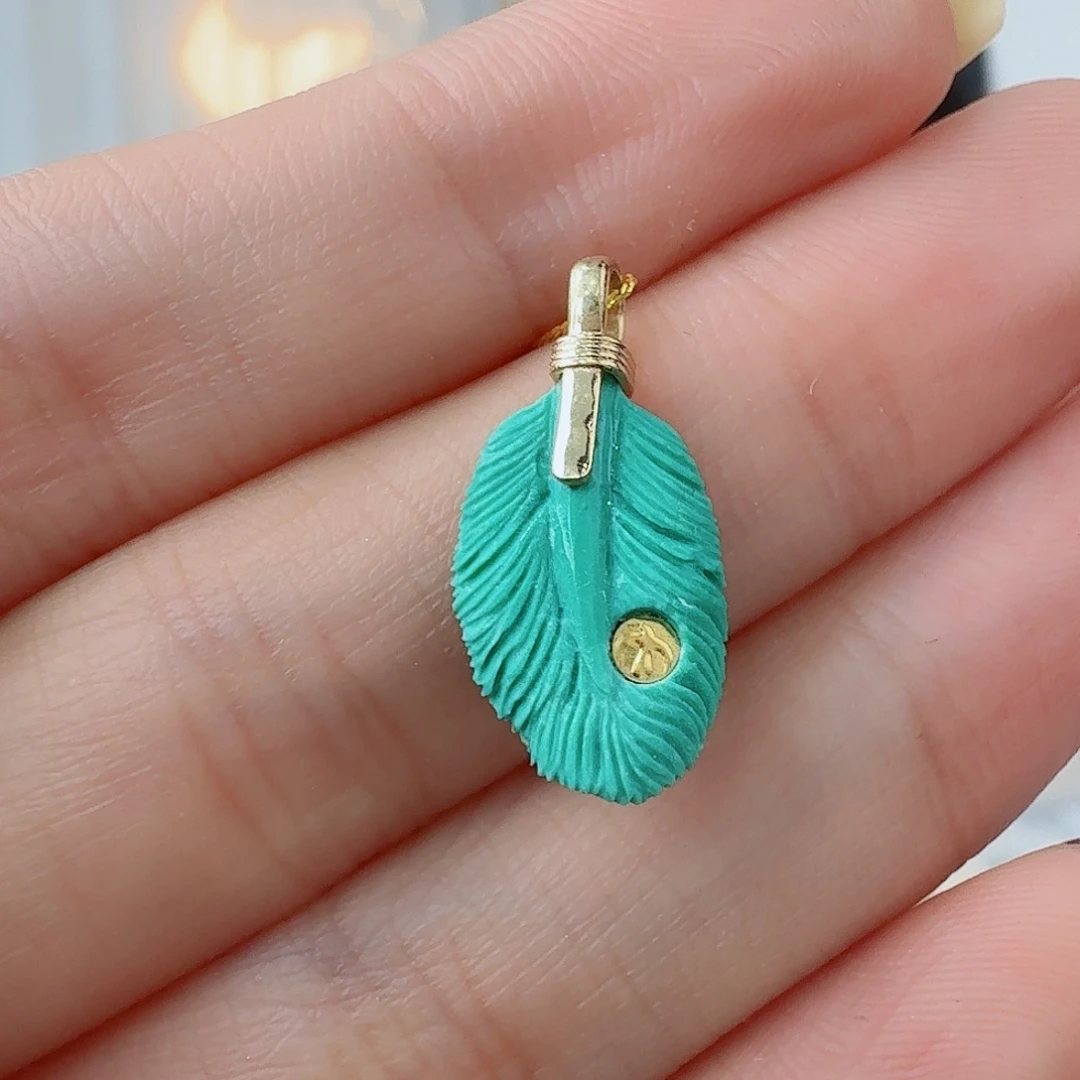 绿松石18K金镶嵌珠宝奇石