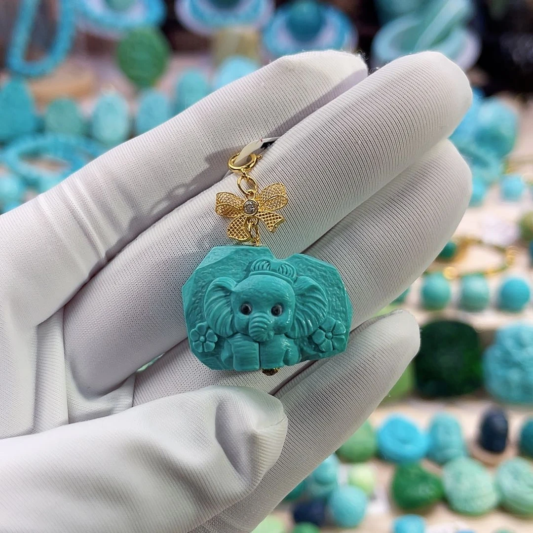 绿松石珠宝奇石18K金镶嵌