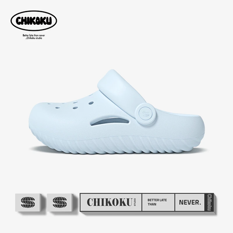chikoku海螺情侣洞洞鞋女夏舒适厚底户外滑穿百搭一脚蹬凉拖鞋男
