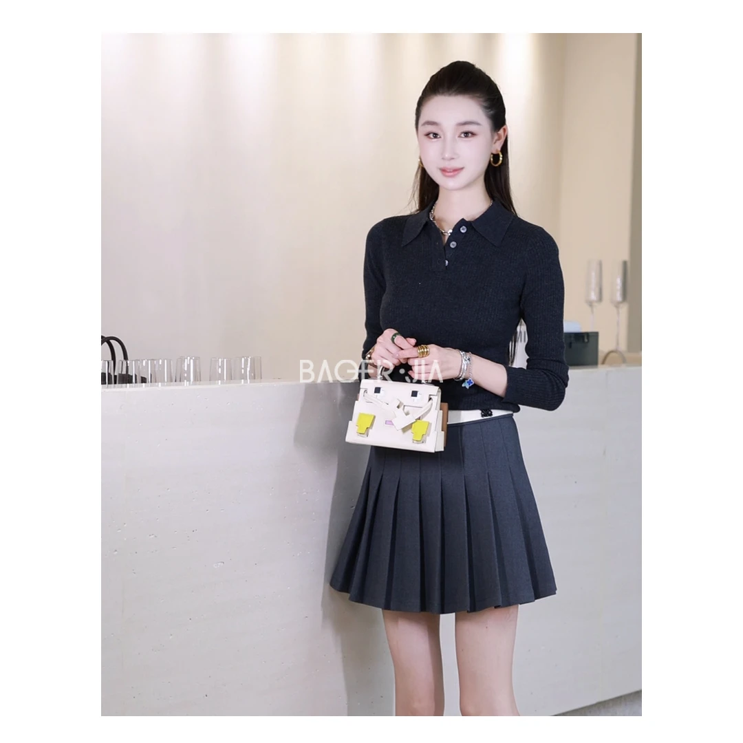 33-宝儿家含幂BV91625308早秋新款薄长袖针织Polo领舒适百搭上衣