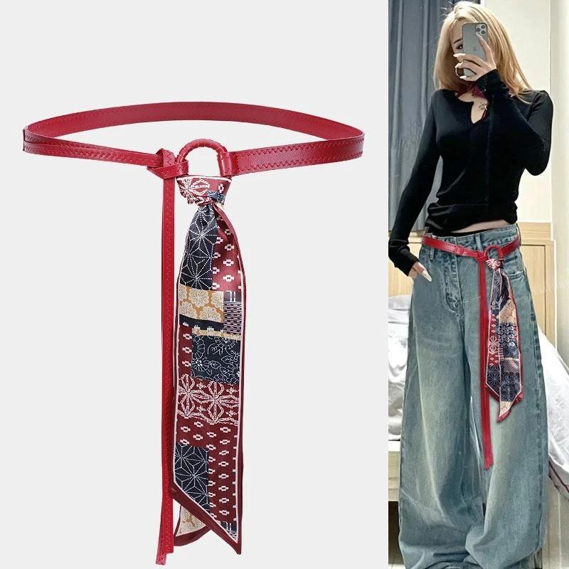 丝巾腰带配饰女丝带腰链皮带嘻哈朋克复古美式装饰配牛仔裤带zk