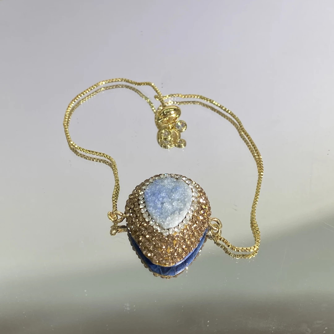 铜合金合成锆石手链 TTSD 白色水滴轻奢手链 1152