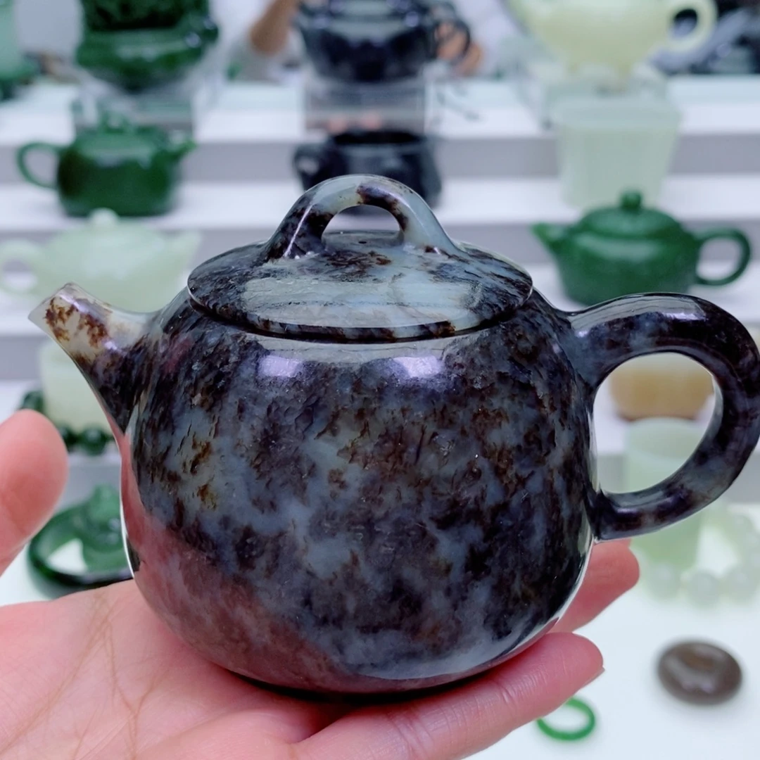 和田玉未镶嵌摆件茶壶