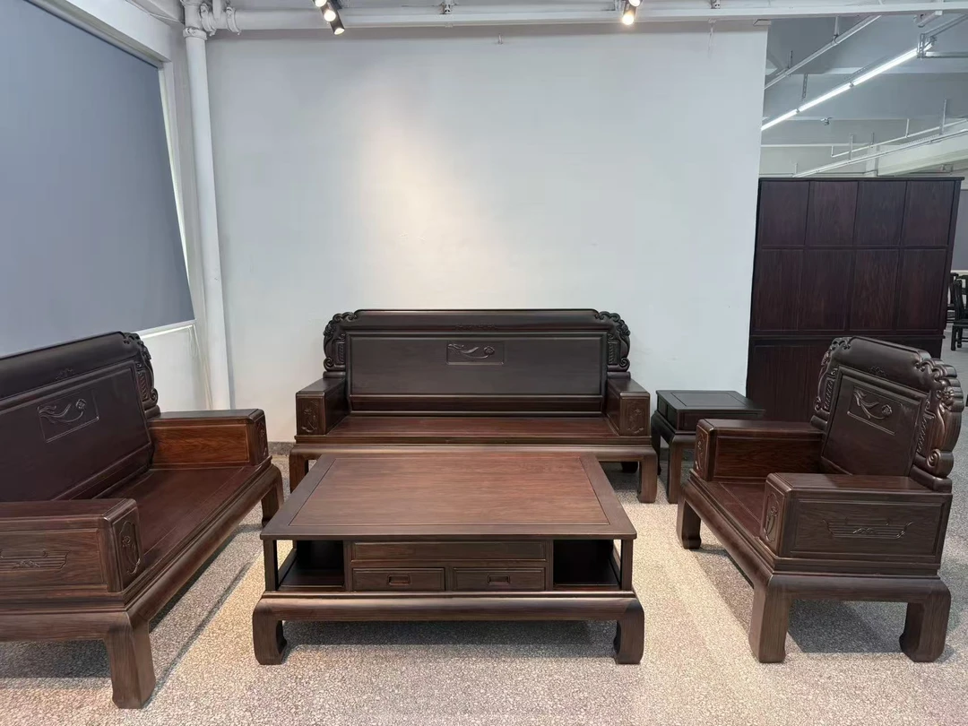 【金如意】实木新中式古典沙发五件套客厅家用办公室别墅