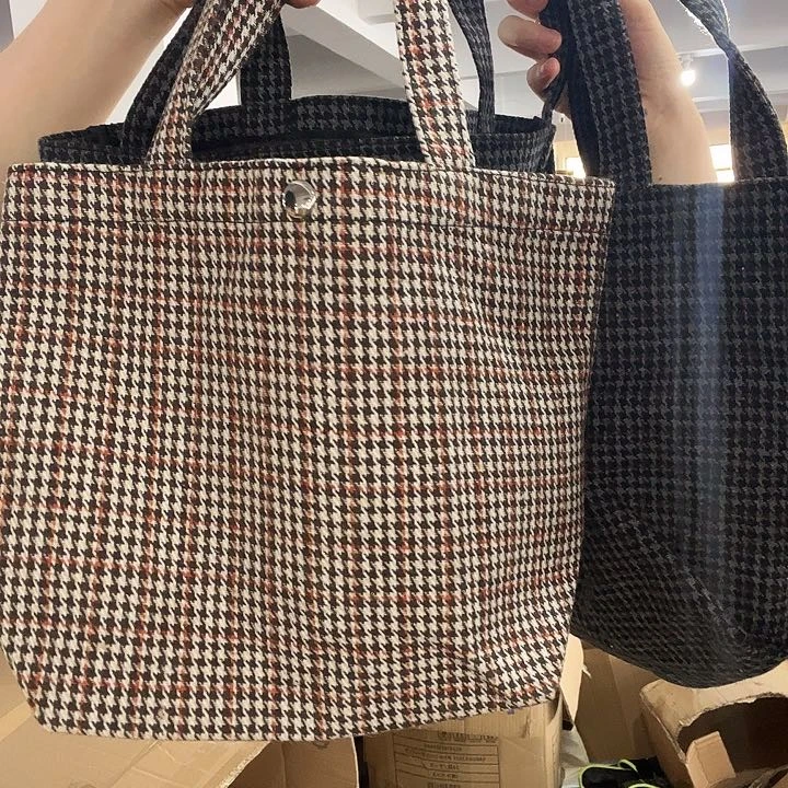 多色千鸟格款手提包