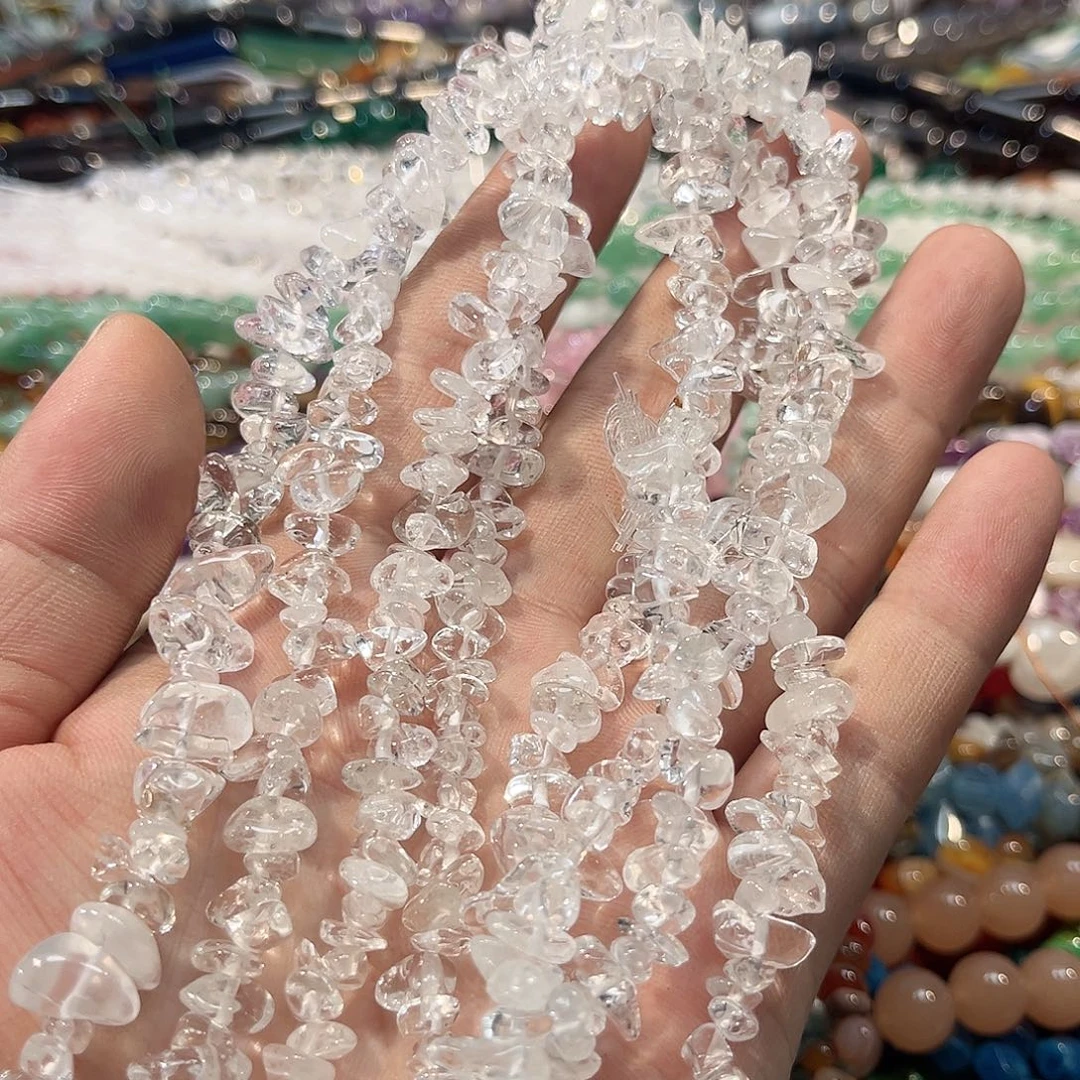 玛瑙/玉髓合金珠宝半成品白水晶碎石80cm一条