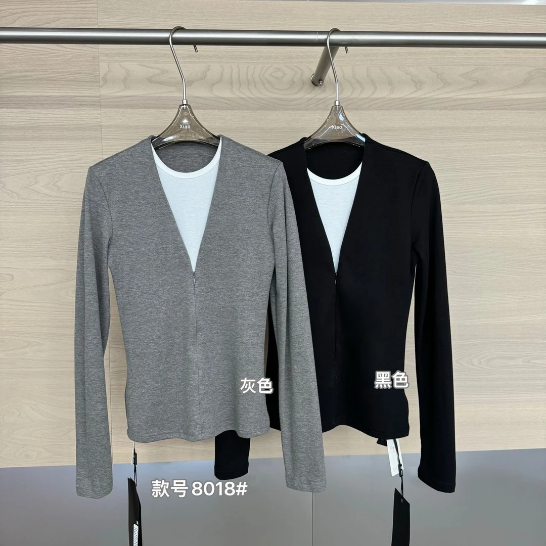 鑫燃KIKI 小众极简主义假两件打底衫 8018 潇家