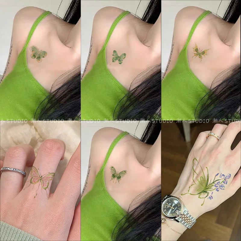 夏日小清新ins风蝴蝶纹身贴防水持久少女手臂锁骨高颜值纯欲甜美