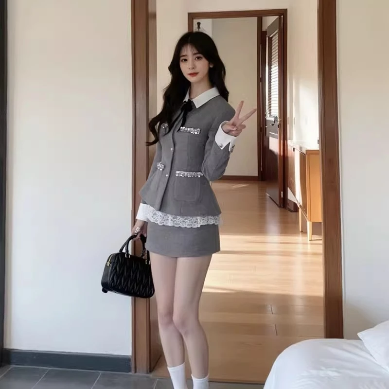 学院风两件套装裙韩系chic减龄小个子洋气独特绝美一整套初秋穿搭