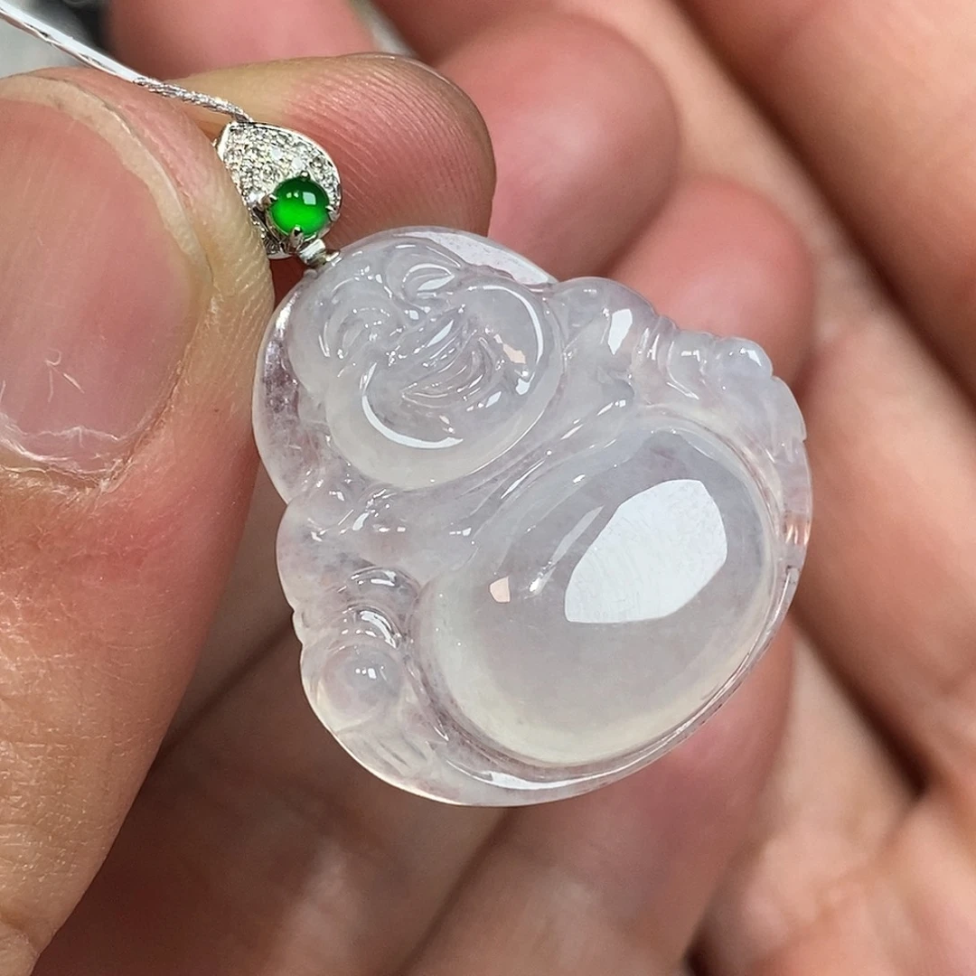 翡翠颈饰18K金镶嵌佛公