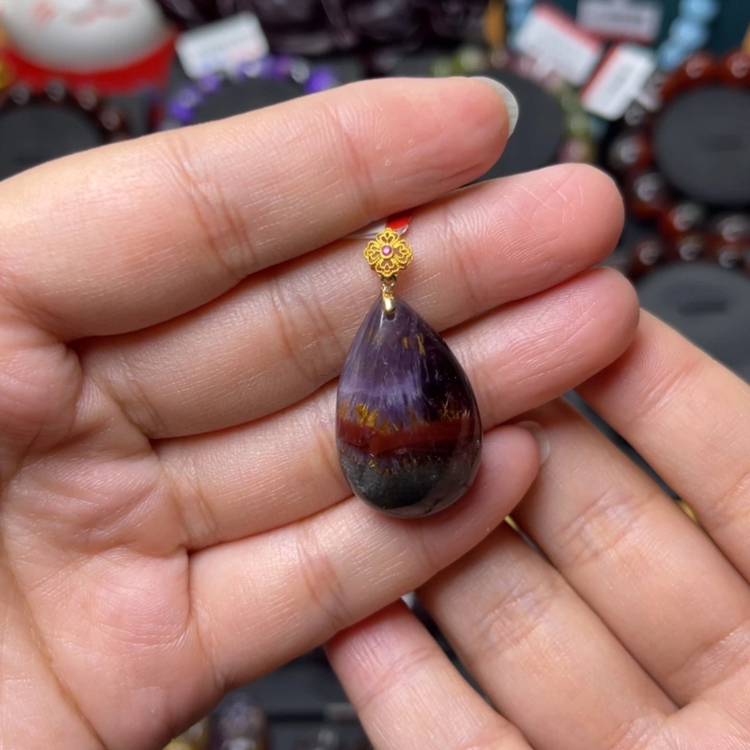 水晶手链18K金镶嵌极光四色吊坠