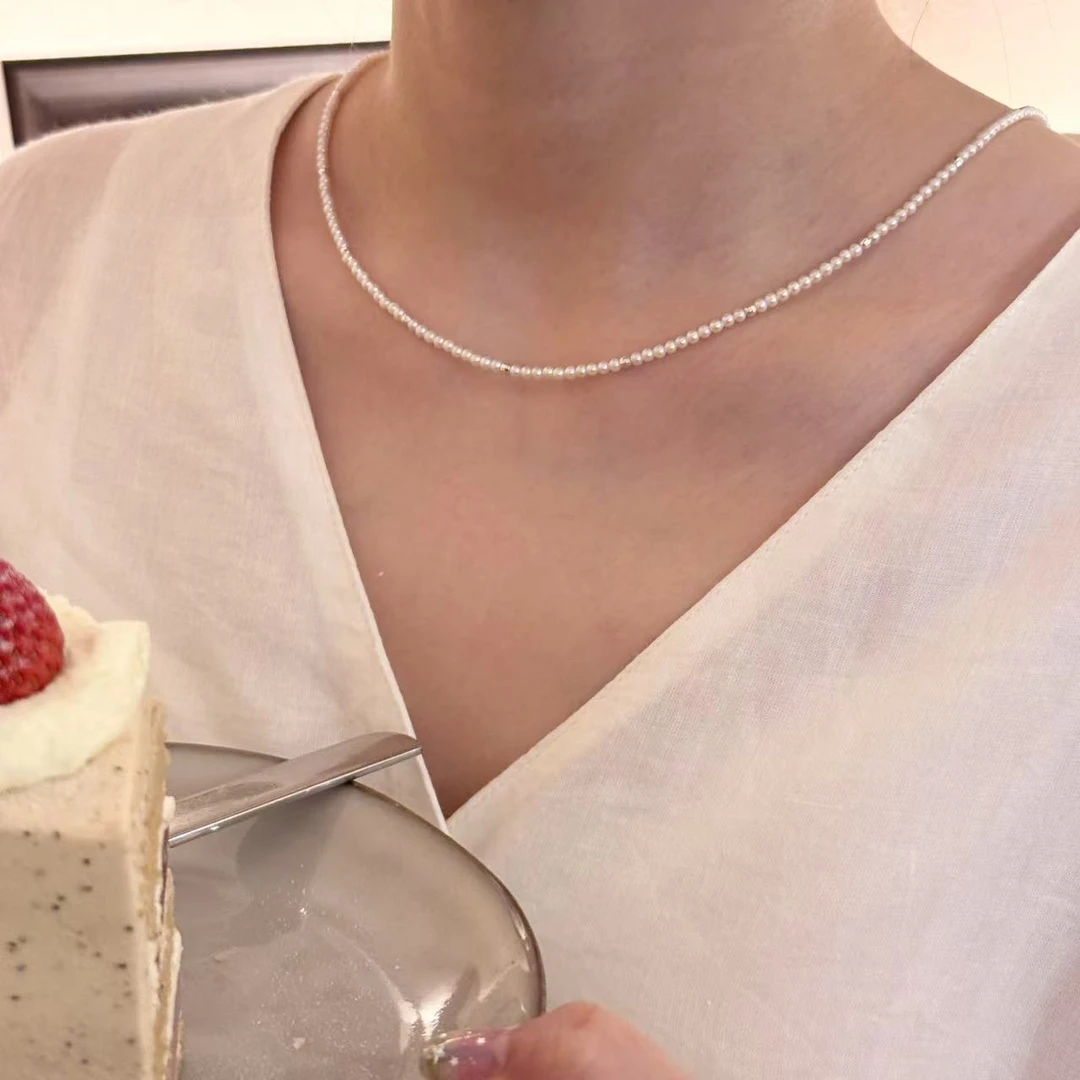 链子925银 珠珠项链 近圆无暇  星河蹦迪珠款