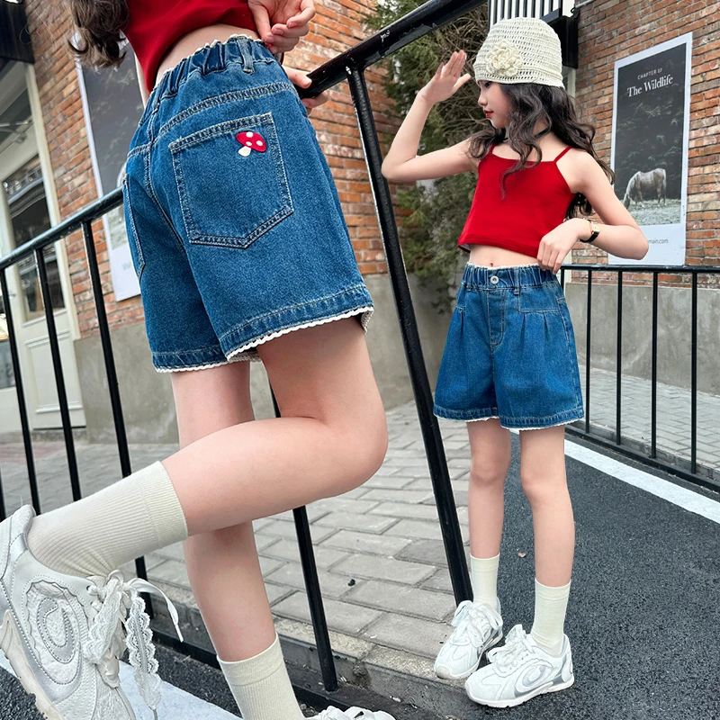 女童牛仔短裤薄款夏装2025新款中大儿童夏季洋气裤子初中生热裤潮
