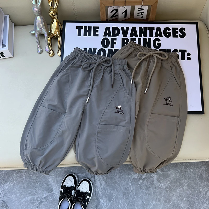 男童春夏季休闲工装九分裤2025新款夏装宽松防蚊裤中小童长裤薄款