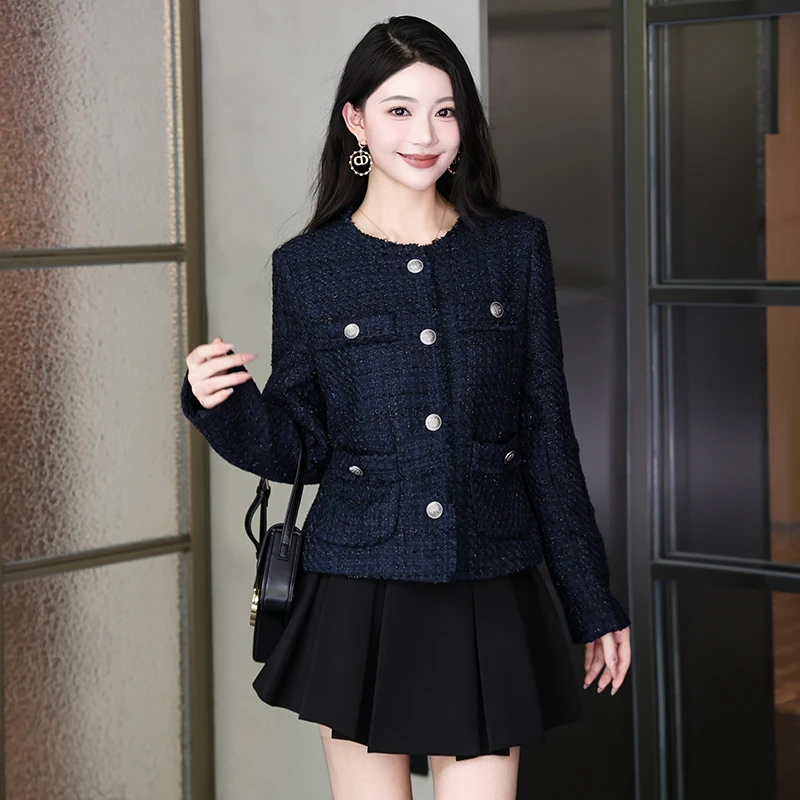 名媛气质小香风粗花呢外套女秋装新款时尚洋气百搭小个子短款上衣