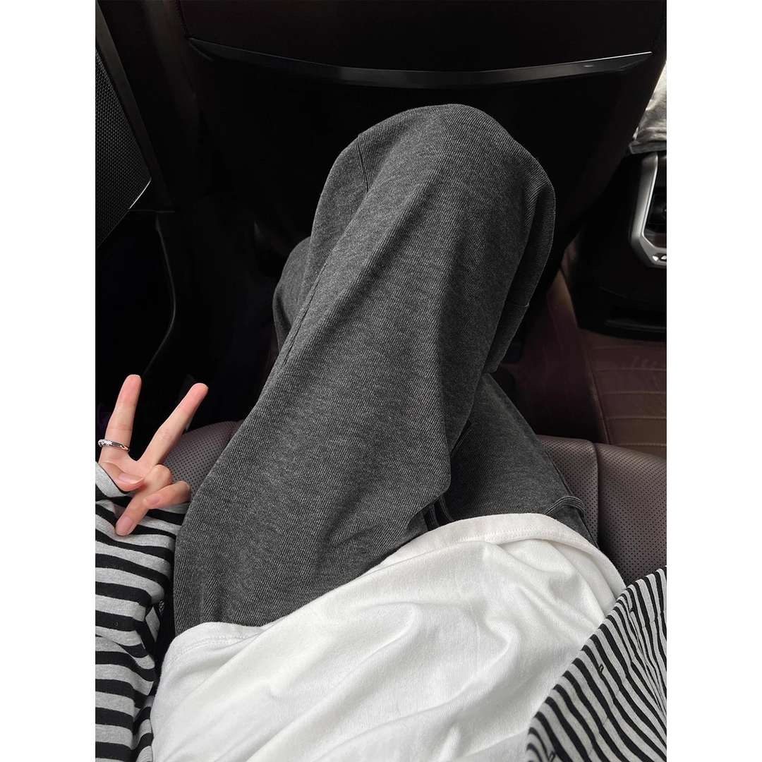 美式复古垂感糯米裤女款秋季直筒阔腿裤子宽松bf慵懒风休闲弯刀裤