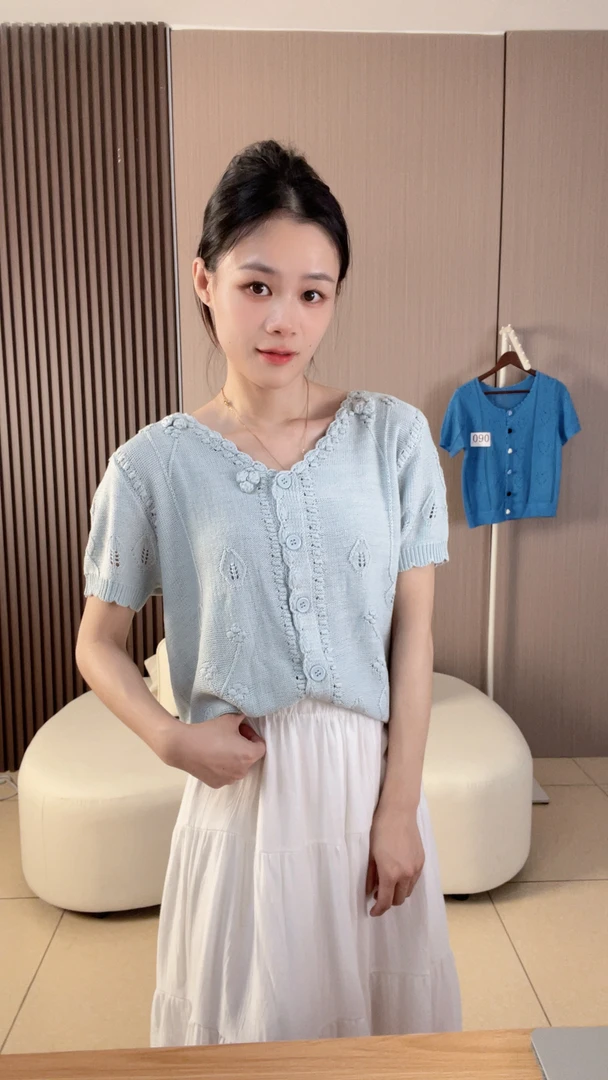 001-200（沫沫）2025年夏季新款短袖针织衫时尚百搭女装气质显瘦
