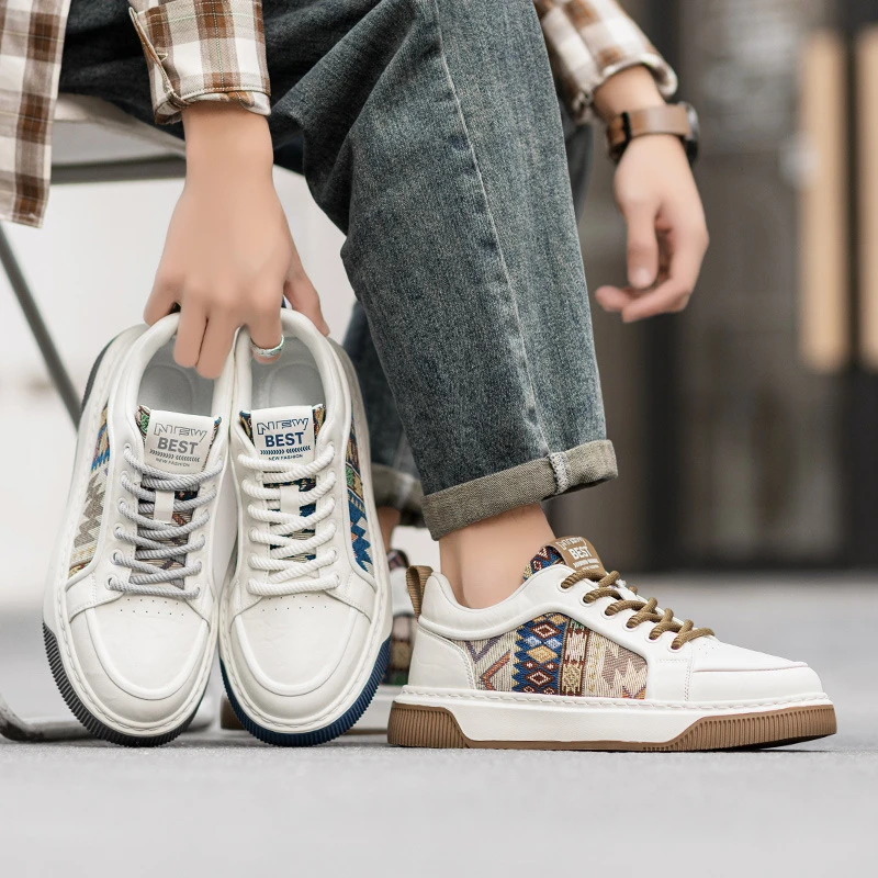 男鞋2025春夏新款厚底轻便板鞋男士时尚运动透气休闲布鞋轻便舒适