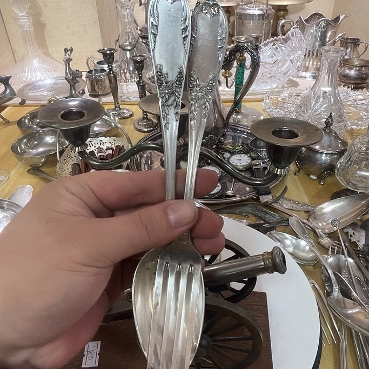J***子贵金属欧洲中古老物件勺叉