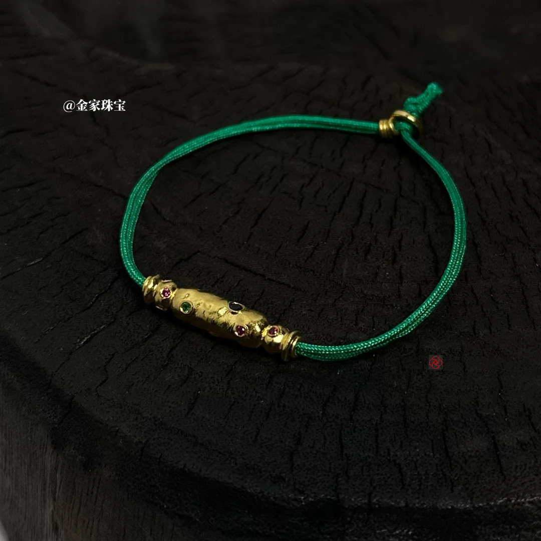【金家】糖果路路通金管红绳 黄金足金 小众时髦新式黄金