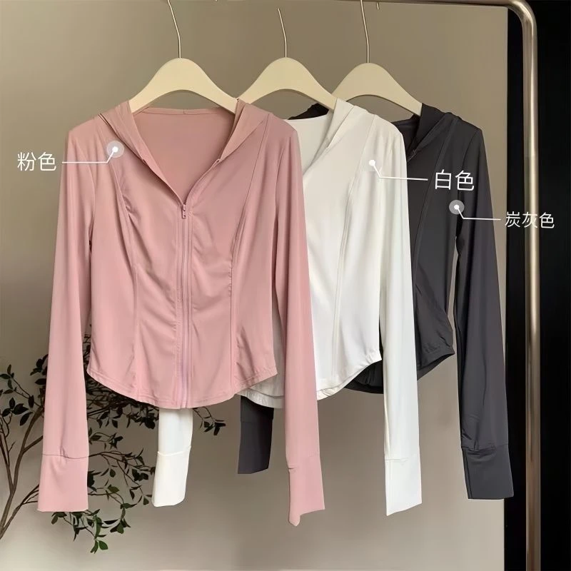 2025夏季修身防晒衣运动版型薄款冰感透气短款防紫外线修身防晒服