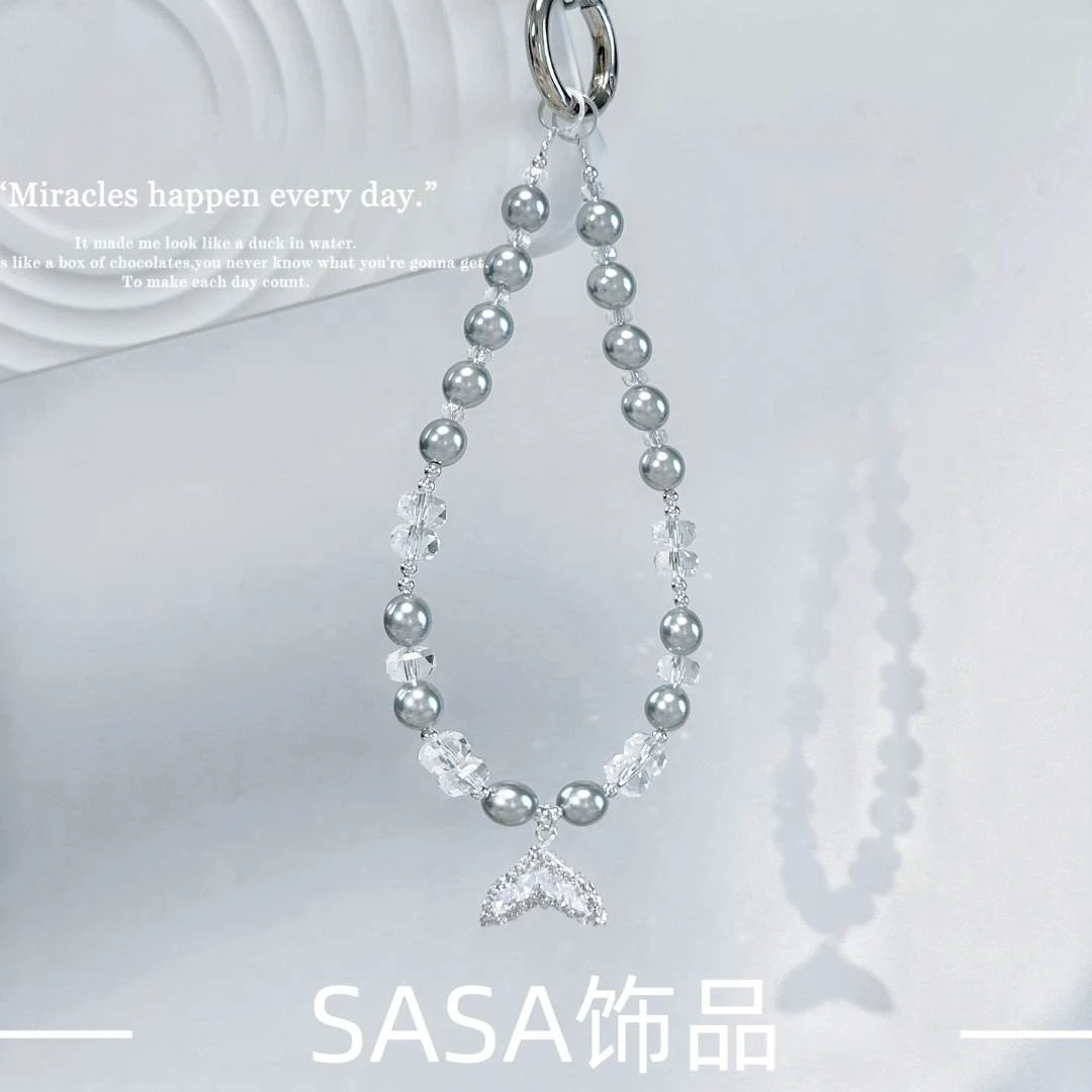 S108 美人鱼手机链女款手工高档通用斜跨挂脖时尚防摔手提挂绳