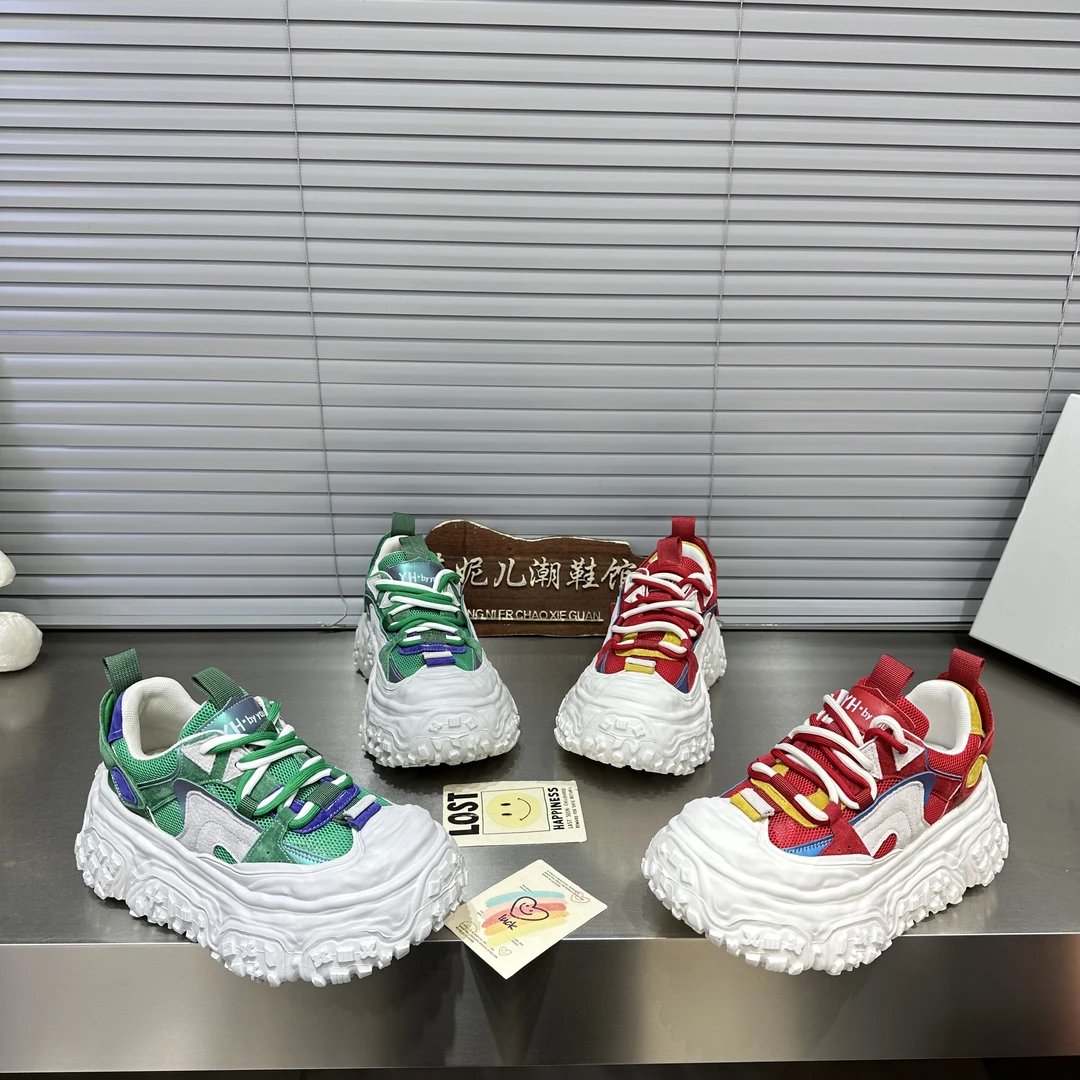 MANGNIER/女鞋时尚百搭潮流轻奢透气溶解底增高时尚休闲老爹鞋