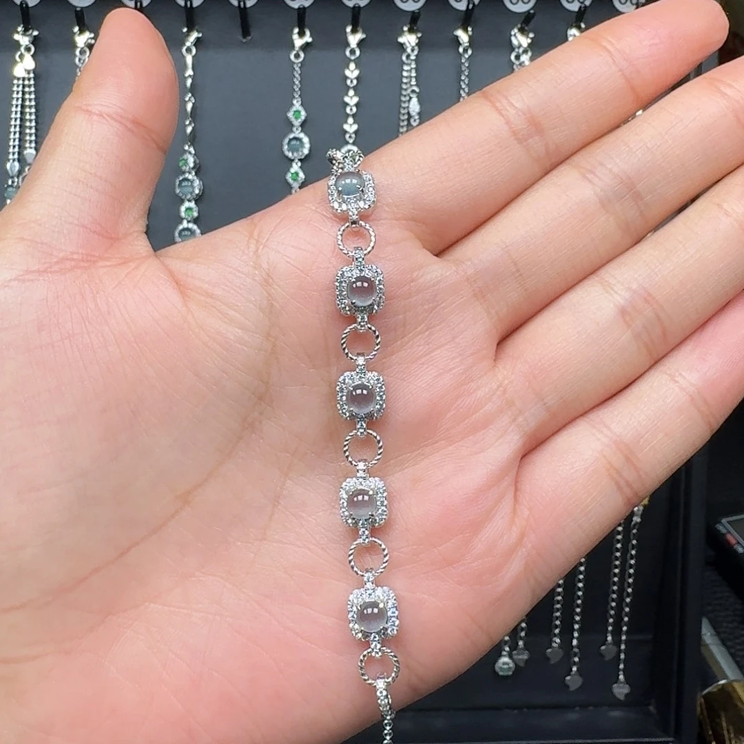 翡翠银S925镶嵌手链