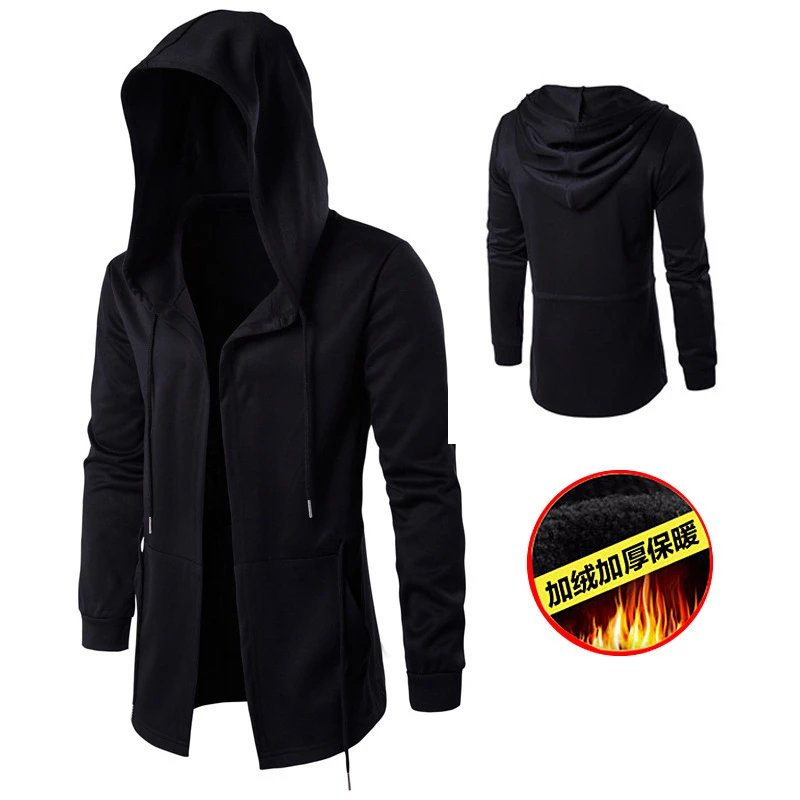 2025冬季暗黑男装风衣中长款加绒披风巫师斗篷加厚连帽外套JRD045