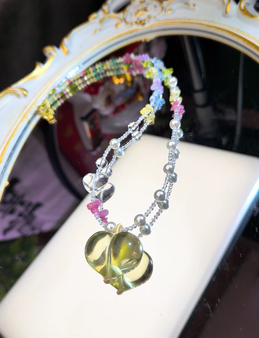 【金灿灿】（暮光）黄水大屁桃彩色碧加长链项链M87